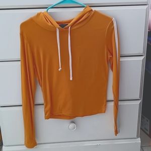 Rue21, medium, yellow and white long sleeve hooded shirt.